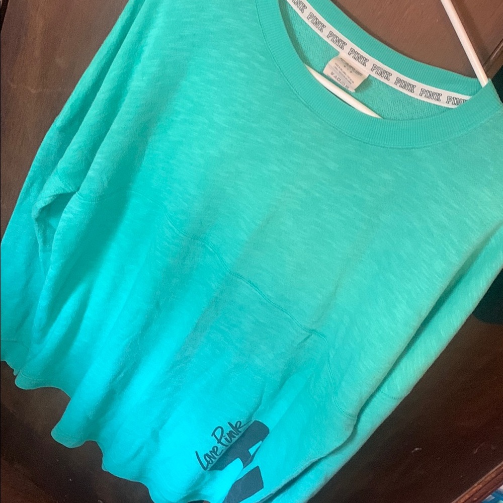 PINK Victoria's Secret Blue Long Sleeve Tee Relaxed Fit